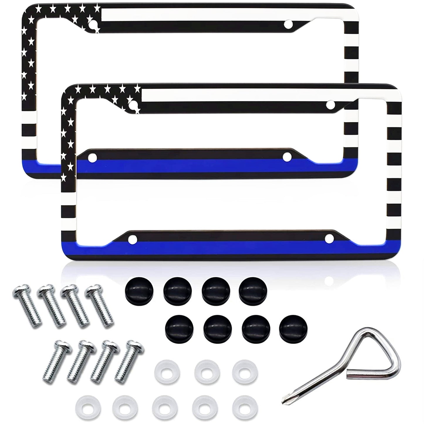 2 for Dodge for Ram 1500US Flag Patriotic Truck License Plate Frame Front Rear Cover