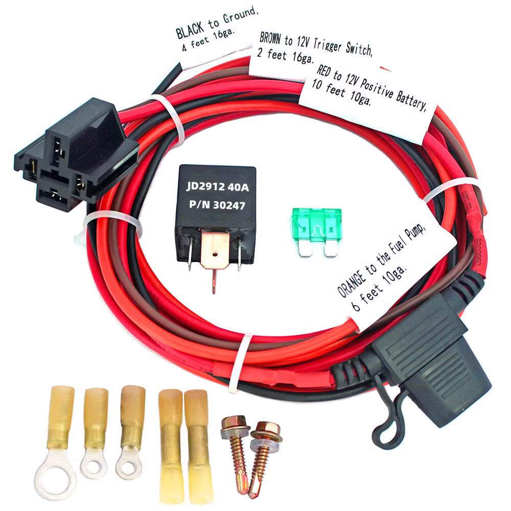 Electric Fuel Pump Relay Bypass Kit Wiring Harness Kit For 12V System P/N 30247