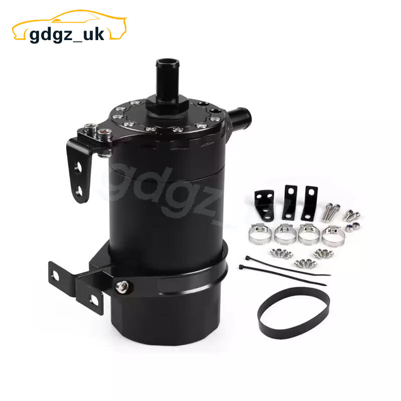 Car Round Oil Tank Baffled Aluminum Oil Catch Can Resevoir Tank Kit Universal