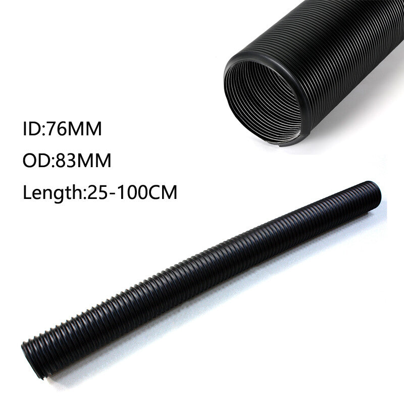 ID. 76mm Automotive Cold Air Inlet Intake Pipe Flexible Hose Black US Stock