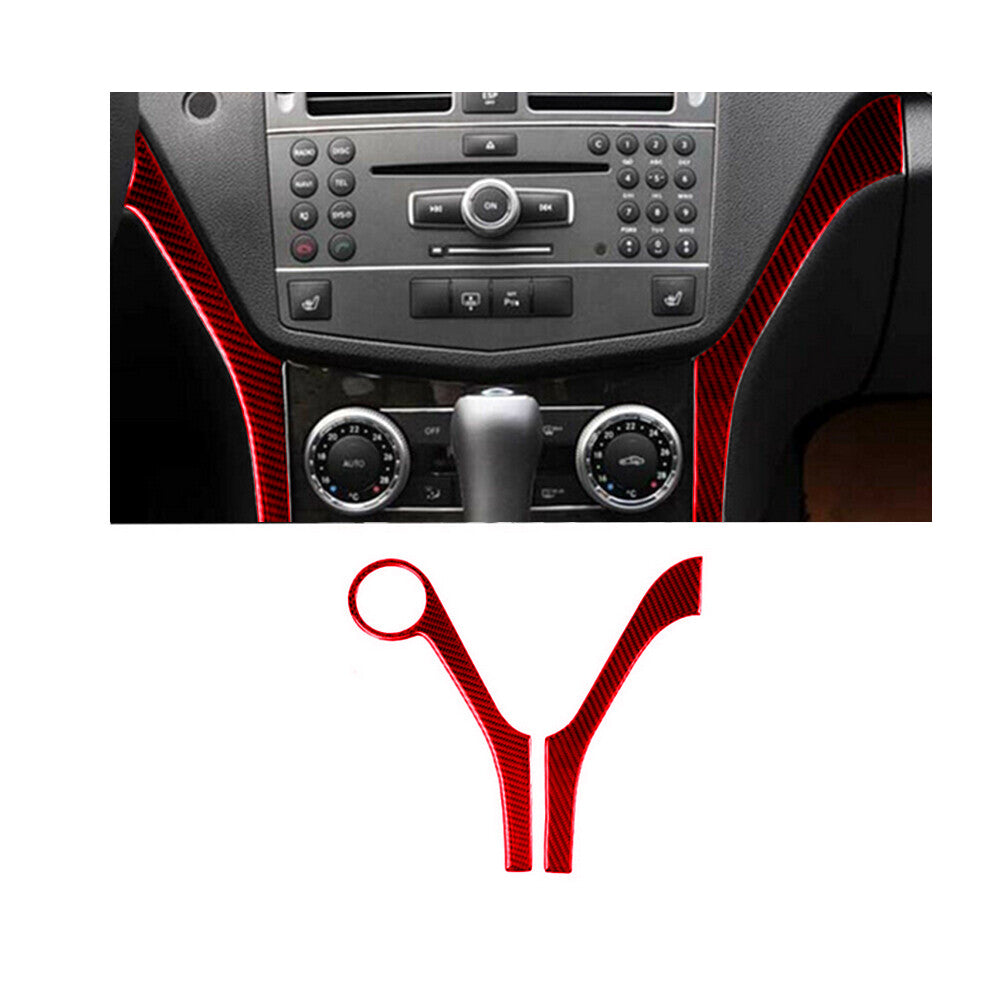 Red Carbon Fiber Center Console Trim for Mercedes-Benz C-Class W204 2007-2010