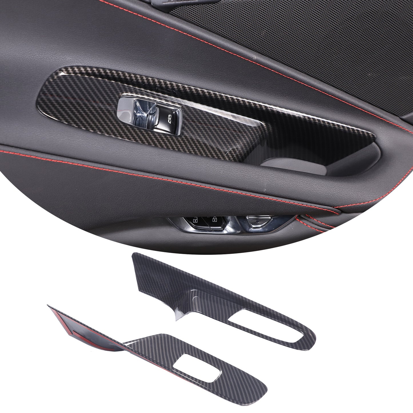 Matte black ABS exterior door handle protector sticker for Corvette C7 2014-2019.