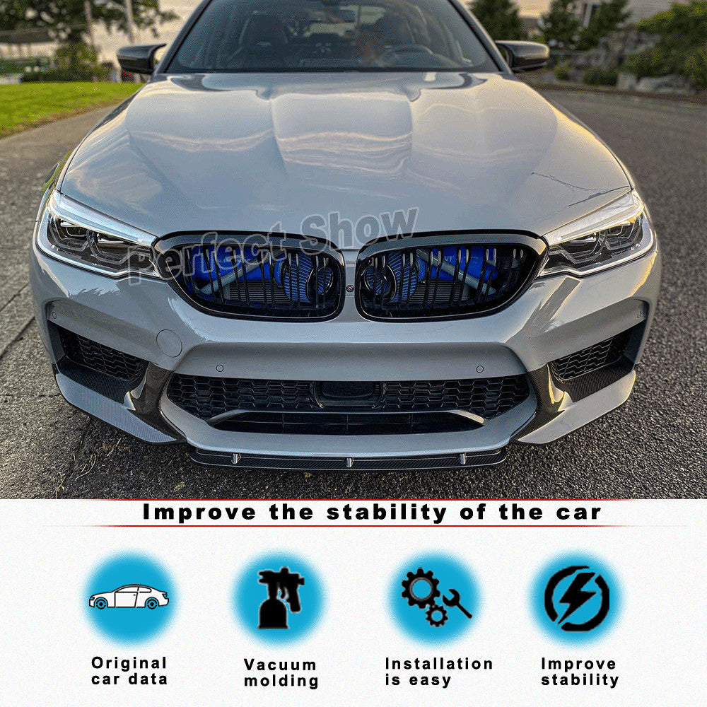 Fit for BMW F90 M5 2018-2020 Real Carbon Front Bumper Spoiler Splitter Fins Lip