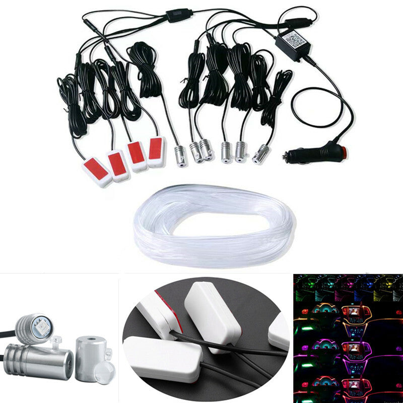 Car Interior Ambient Light 8M Fiber Optic Strip Light APP Music Dashboard Neon