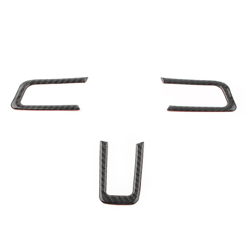 3x Carbon Fiber Interior Steering Wheel Cover Trim for Ford for Mustang 2015-2019