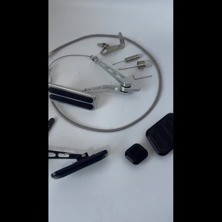 Universal Gas Pedal Black + 36 SS Throttle Cable Bracket Spring Kit Hot Rod