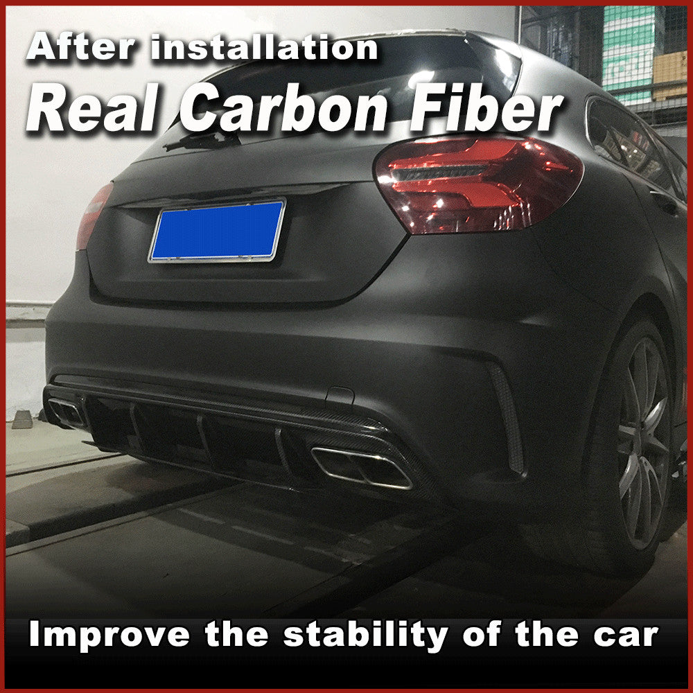 REAL CARBON Rear Bumper Diffuser Wing Lip for Mercedes A Class W176 A200 A45