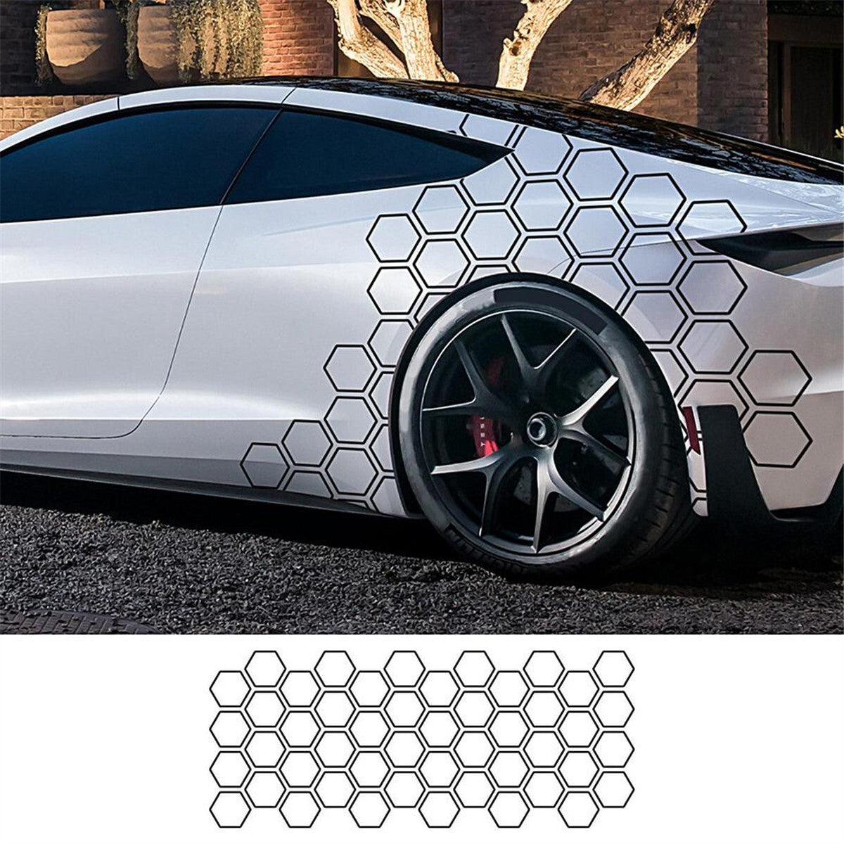 Honeycomb Hexagon Stickers Waterproof Accessories For Car Body Waist Line Kit