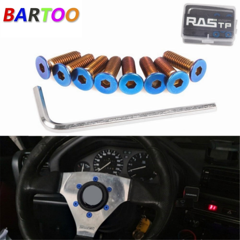 Roast Blue 8PCS Flat Head Steering Wheel Conical Screw Kit + Allen Key