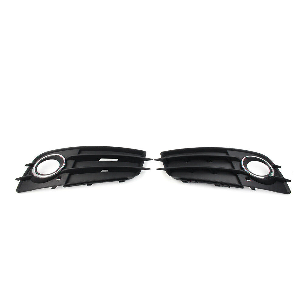 Front Bumper Fog Light Grille Cover W/Chrome Ring for Audi A4 B8 S4 2008-12 cl