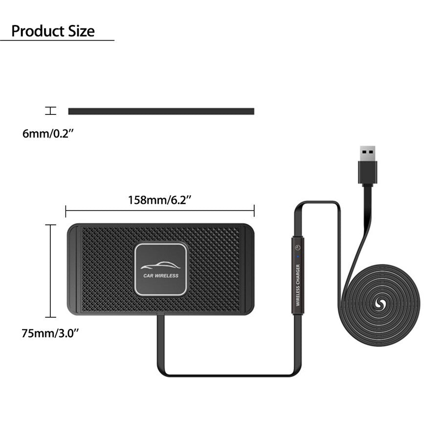 Car Phone Fast Charging Wireless for Charger Pad 10W Non-slip Dasboard Holder Stand