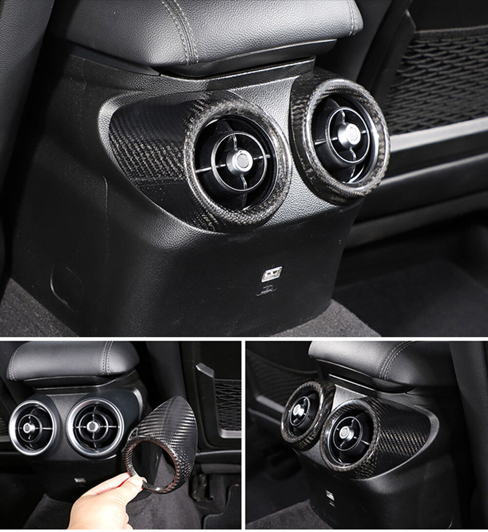 Real Carbon Fiber Rear Air Vent Outlet Ring Trim for Alfa Romeo Giulia 2017-2021
