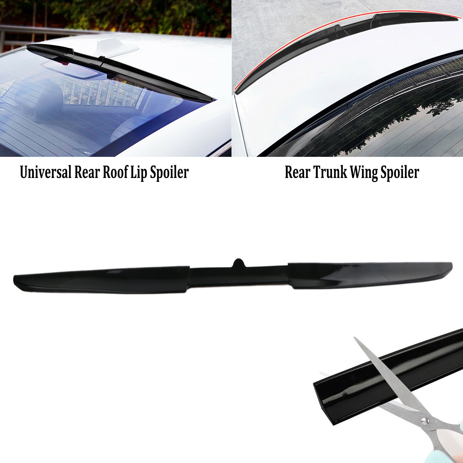 Black universal adjustable trunk lip boiler roof tailgate suitable for cars and sedans