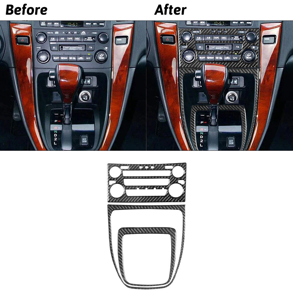 3Pcs Carbon Fiber Interior Central Console Cover Trim for Lexus RX300 1998-2003