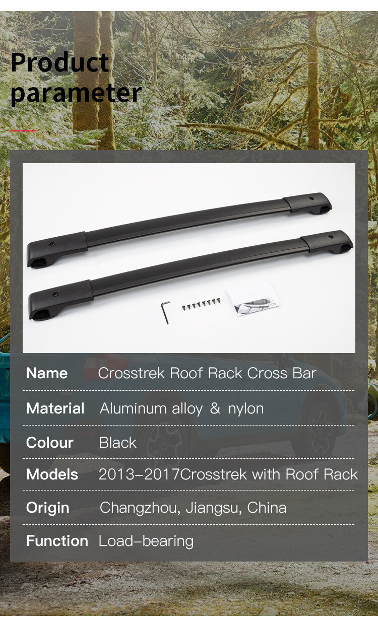 2013-2017 Roof Rail Cross Bars for Subaru Crosstrek Roof Railing Aluminium Black