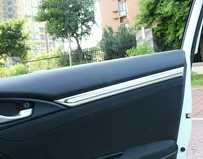 for Honda for Civic 10th Sedan 2016-2021 Silver Inner Door Panel Trim Decals Covers