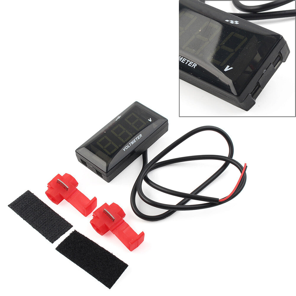 12V Motorcycle Digital LED Display Voltmeter Voltage Gauge Panel Meter Black