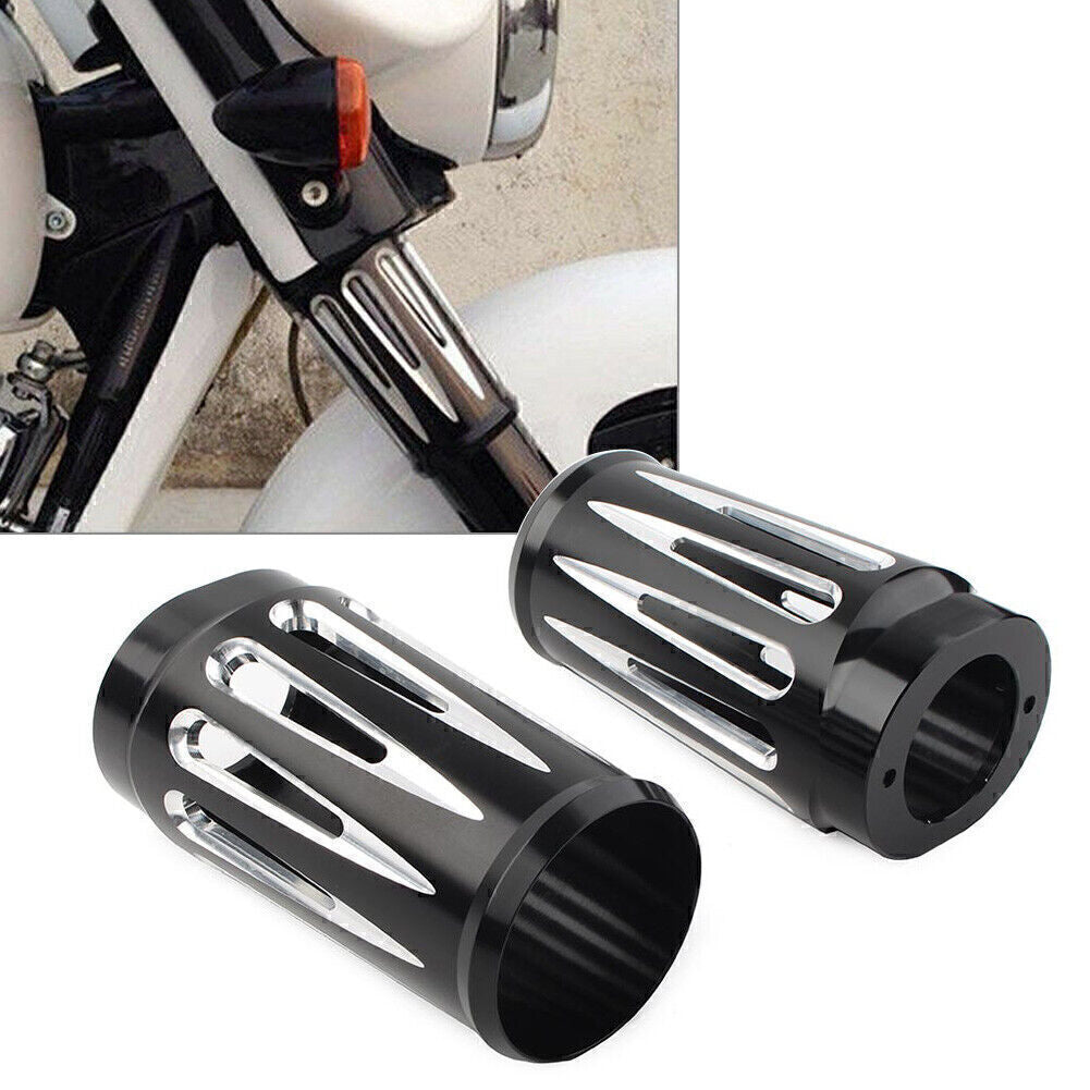 Black Fork Boot Slider Cover Cow Bell Fit for Harley Touring FL 1986-2013 2012 2011