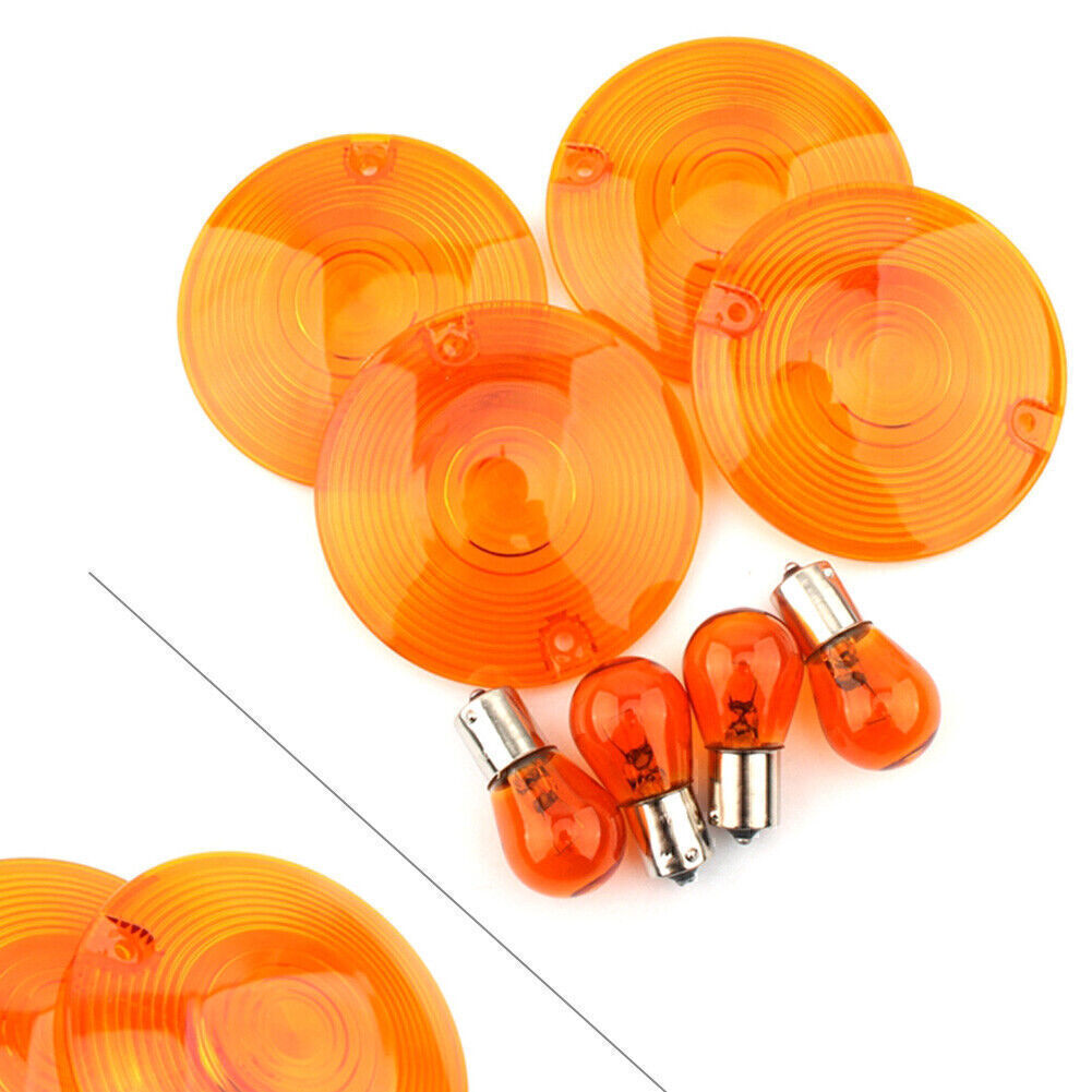 Turn Signal Light Cover Yellow Lens Amber Bulb Fit Heritage Softail FLST FLSTI