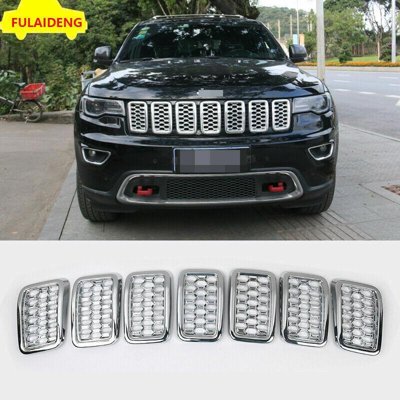 7PCS for Jeep Grand Cherokee 17-20 Honeycomb Front Grille Car Grill Mesh Inserts