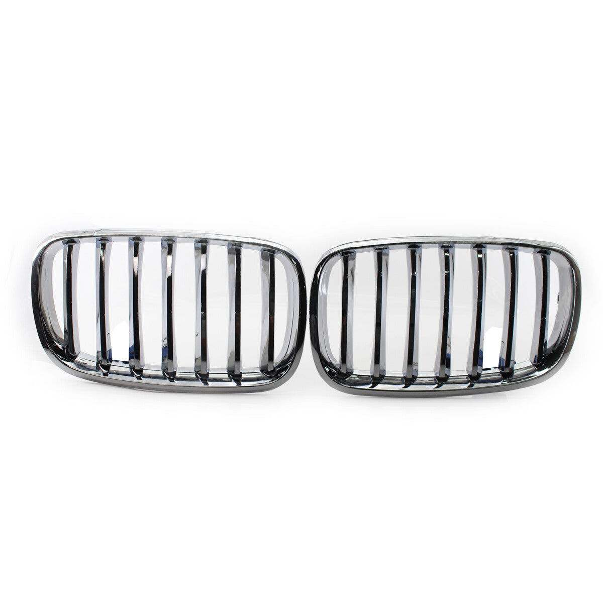 The front left and right chrome silver grille front bumper grille is suitable for BMW X5, X6, E70, and E71.