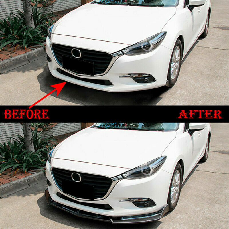for Mazda 3 Axela 17-2018 Bright Black ABS Front Bumper Lip Spoiler Bodykit Trim