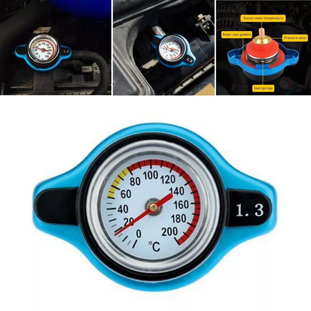 1.3Bar Universal Car Thermostatic Gauge Radiator Cap Cover With Water Temp Meter