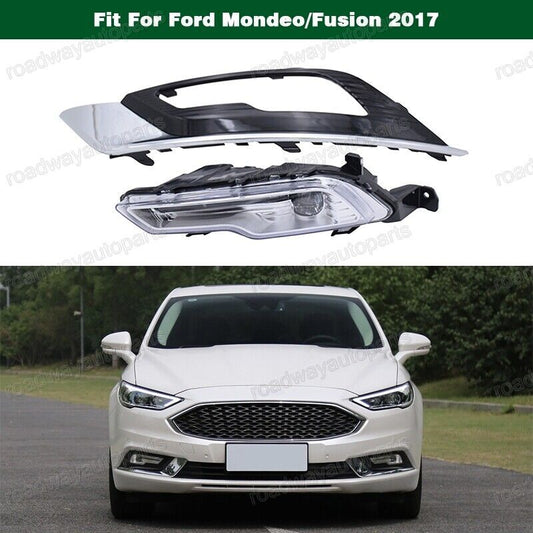 Left Front LED Fog Light Lamp W/ Cover Chrome Trim for Ford Mondeo/Fusion 2017
