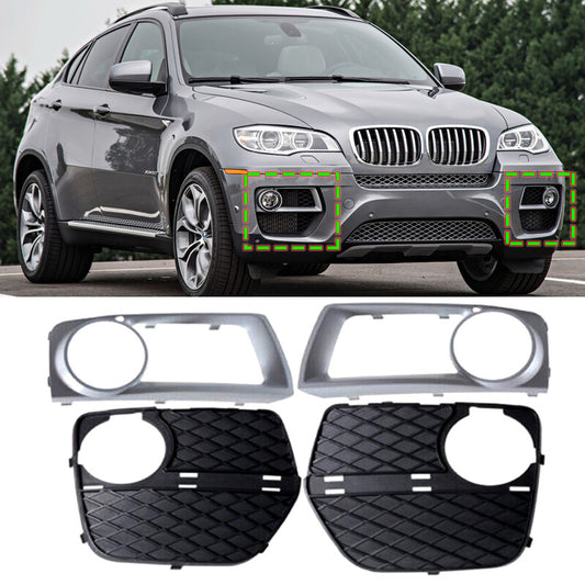 Bumper Fog Light Grille Cover W/ Trim Bezel Kit Pair For 2012-2014 for BMW X6 E71