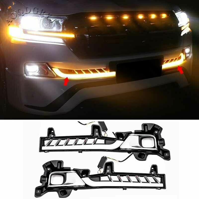 for Toyota for Land Cruiser LC200 16-2021 Flow LED Car Front Bumper Fog Lamp Bracket