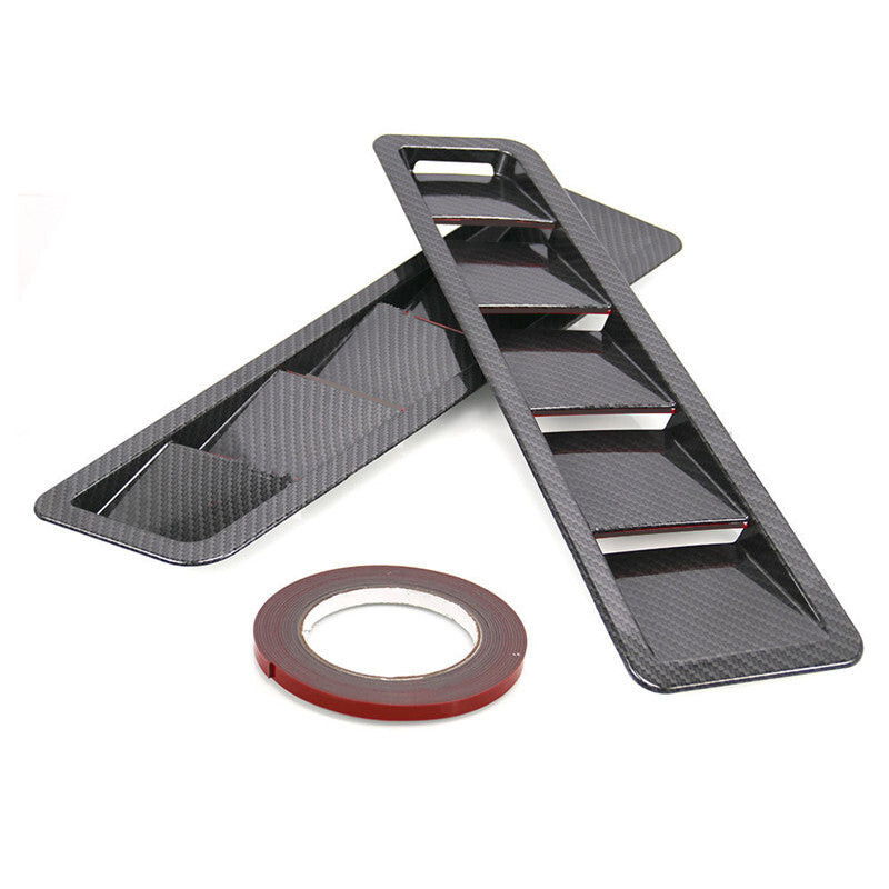 2Pc Car Hood Vent Louver Scoop Cover Air Flow Intake Cooling Panel Carbon Fiber