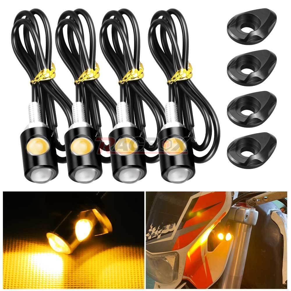 4Motorcycle LED for Mini Amber Brake Turn Signal Tail Light Indicator License Plate
