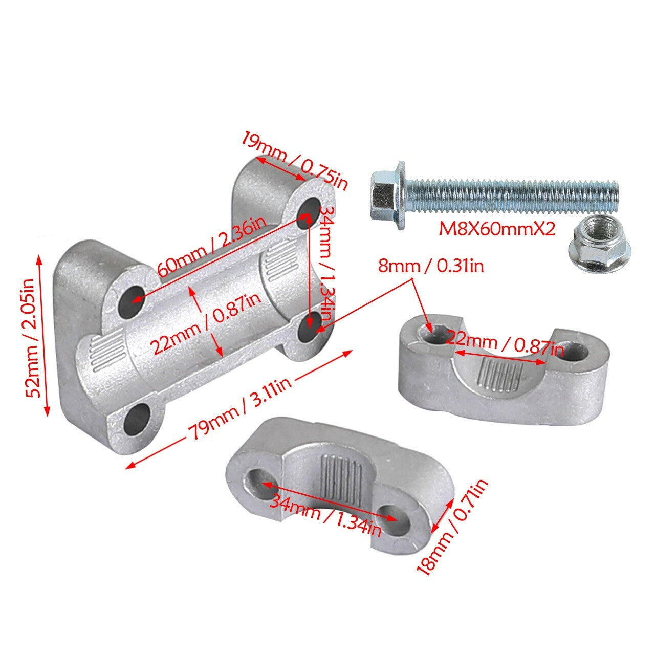 7/8 inch 22 mm Motorcycle Handlebar Mount Adapter Rib Clip for All-Terrain Vehicles with Four Coolers
