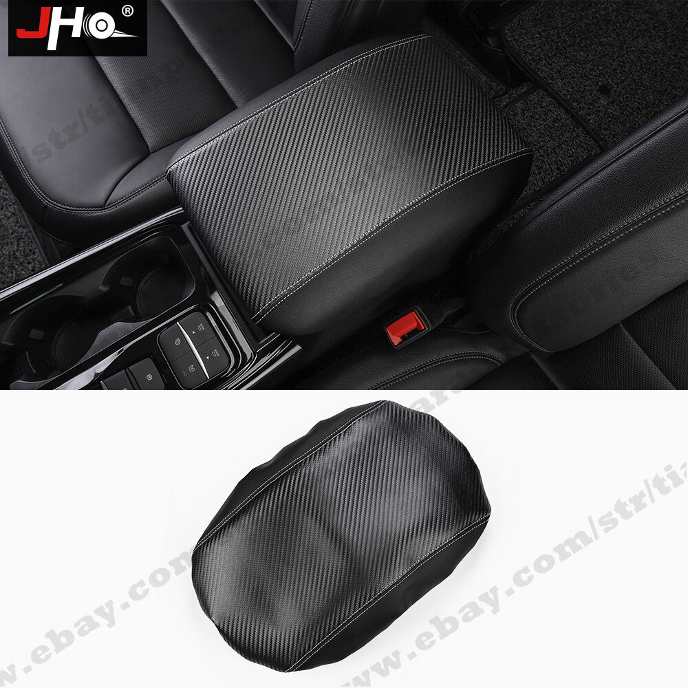 2020 for Ford Explorer Leather Center Console Lid Armrest Cover Skin Carbon Fiber