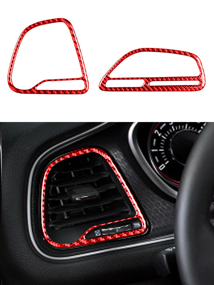 for Dodge for Challenger 2015-2020 Red Dashboard Right Left Vent Trim Carbon Fiber
