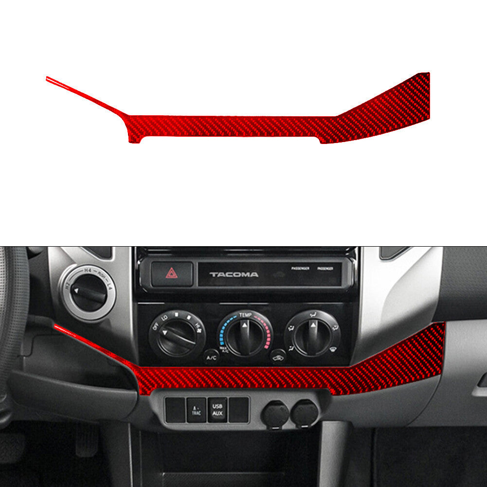 Red Carbon Fiber Climate Control Lower Trim Cover for Toyota Tacoma 2012-2015