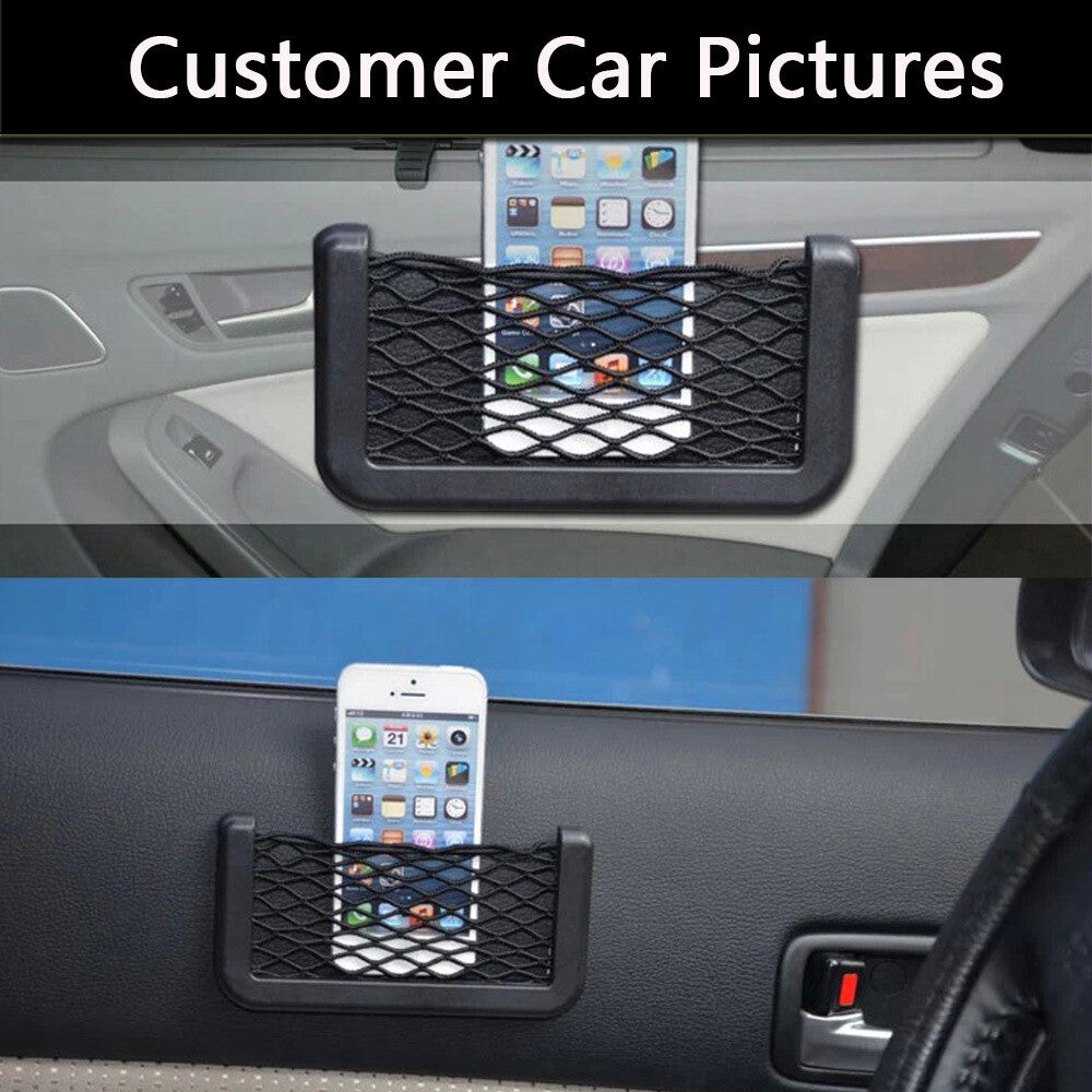 Car Black Storage Net String Pouch Bag GPS Phone Holder Pocket Organizer 158CM