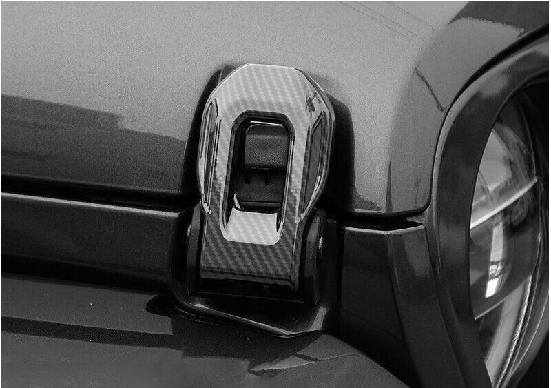 for Jeep for Wrangler JL 18-20 Engine Hood Anti-Theft Buckle Cover Trim Carbon Fiber