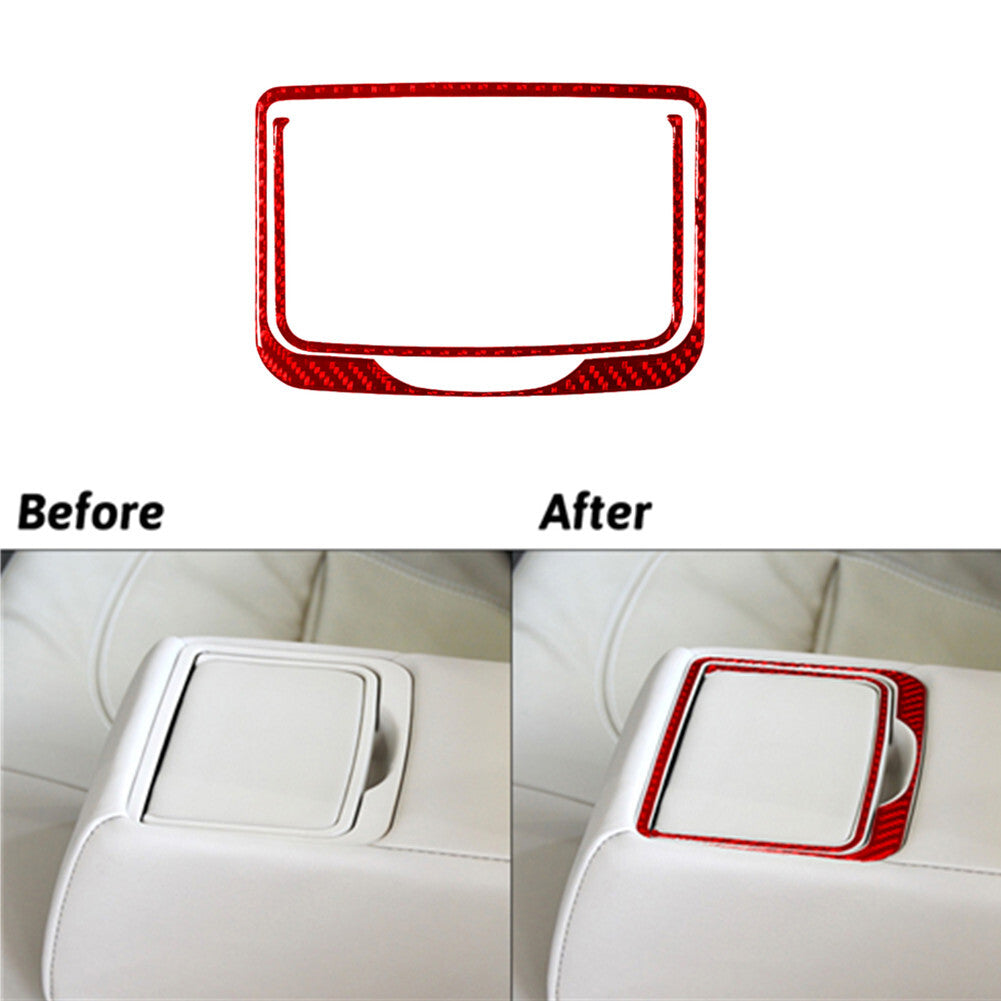 2X Red Carbon Fiber Rear Center Cupholder Cover Trim for Hyundai Azera 2006-2011