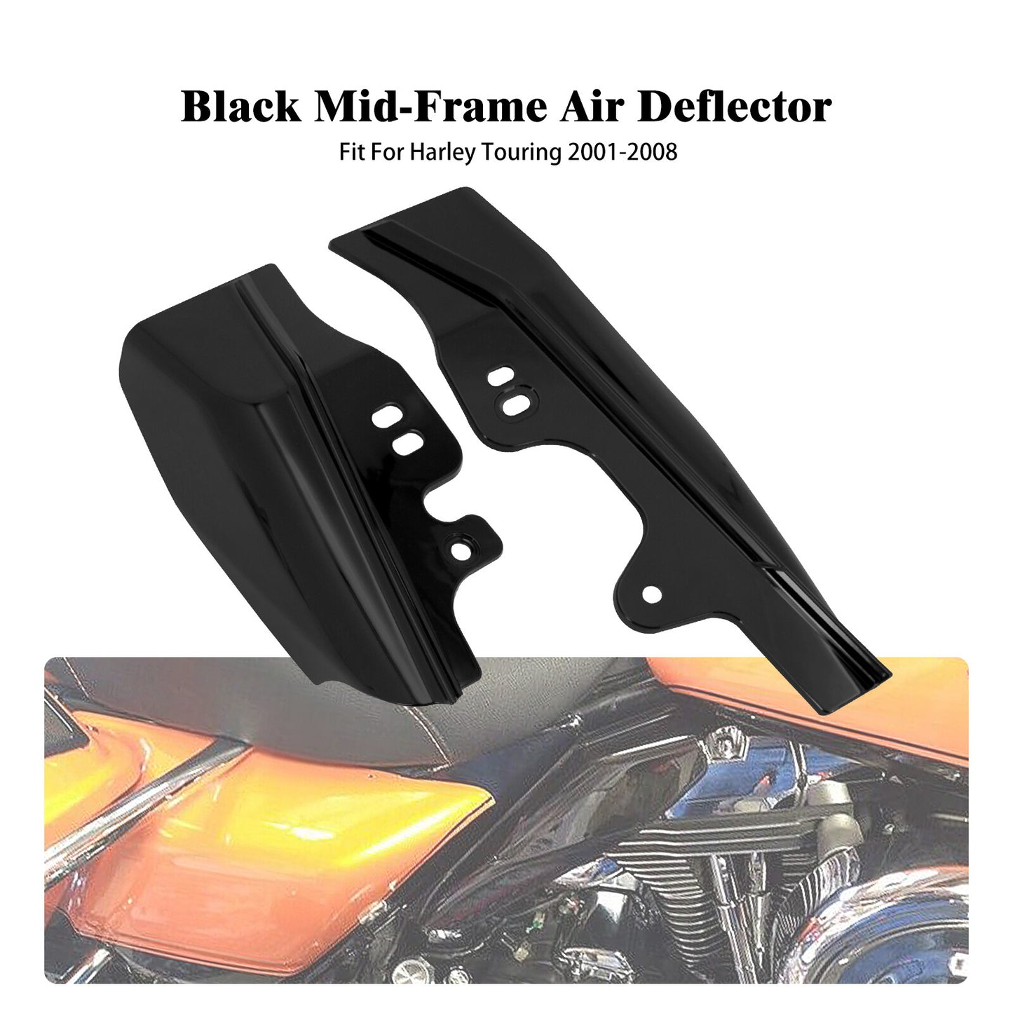 Black Mid-Frame Air Heat Deflectors for Harley Touring Electra Road Glide 01-08