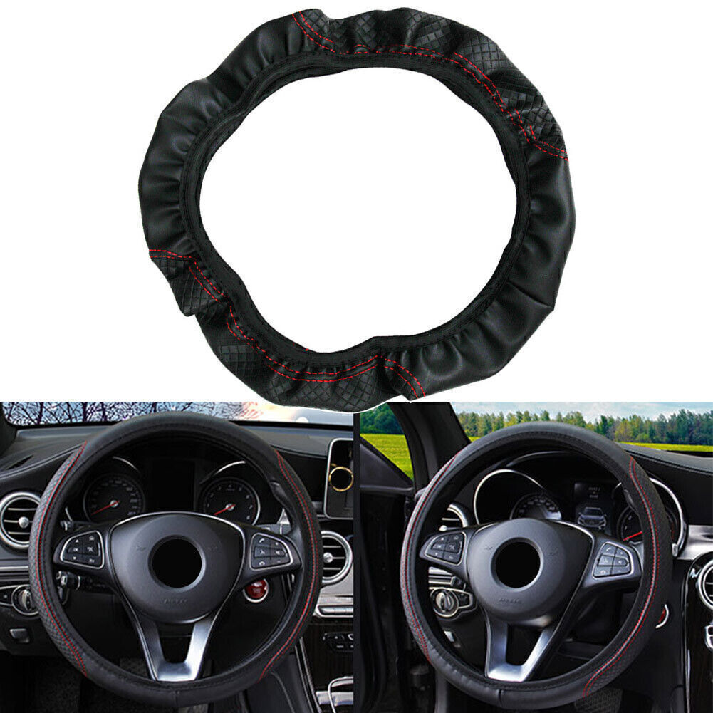 PU Leather Steering Wheel Cover Fit For 15/37-38CM Good Grip Car Accessories