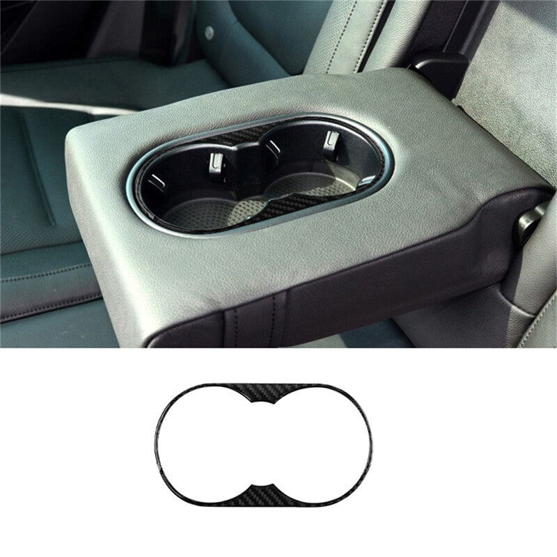 Rear for Seat Water Cup Holder Trim Cover Carbon Fiber for VW Touareg 2011-2018