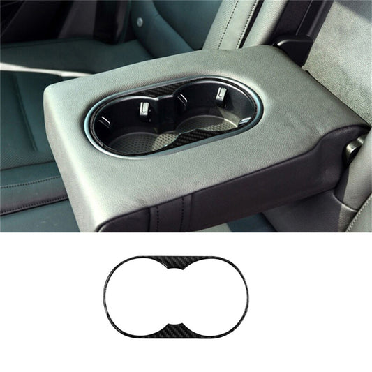 Rear for Seat Water Cup Holder Trim Cover Carbon Fiber for VW Touareg 2011-2018