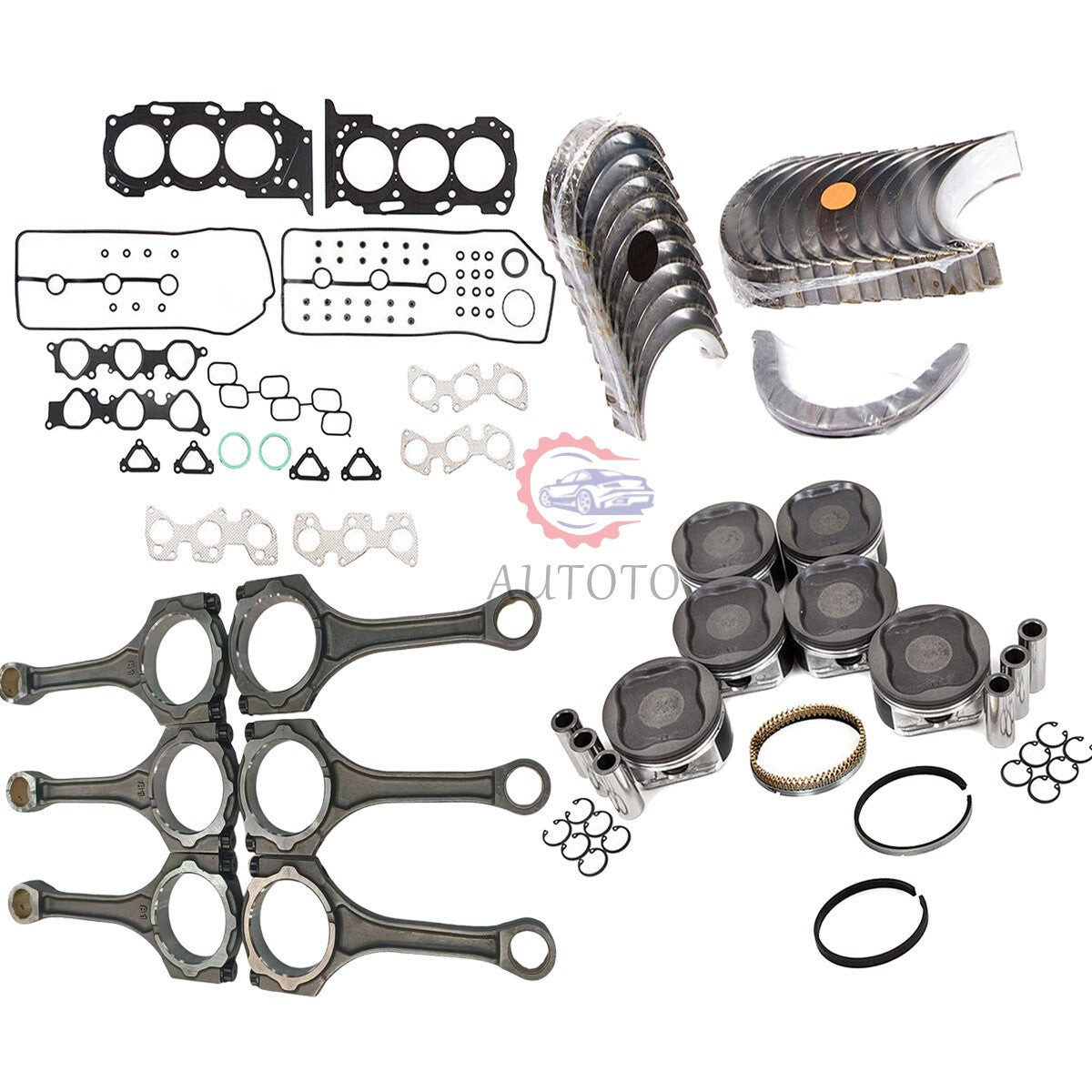 1GRFE Gasket Set Bearings Pistons Connecting Rod Fit 4.0L for Toyota 4Runner 03-09