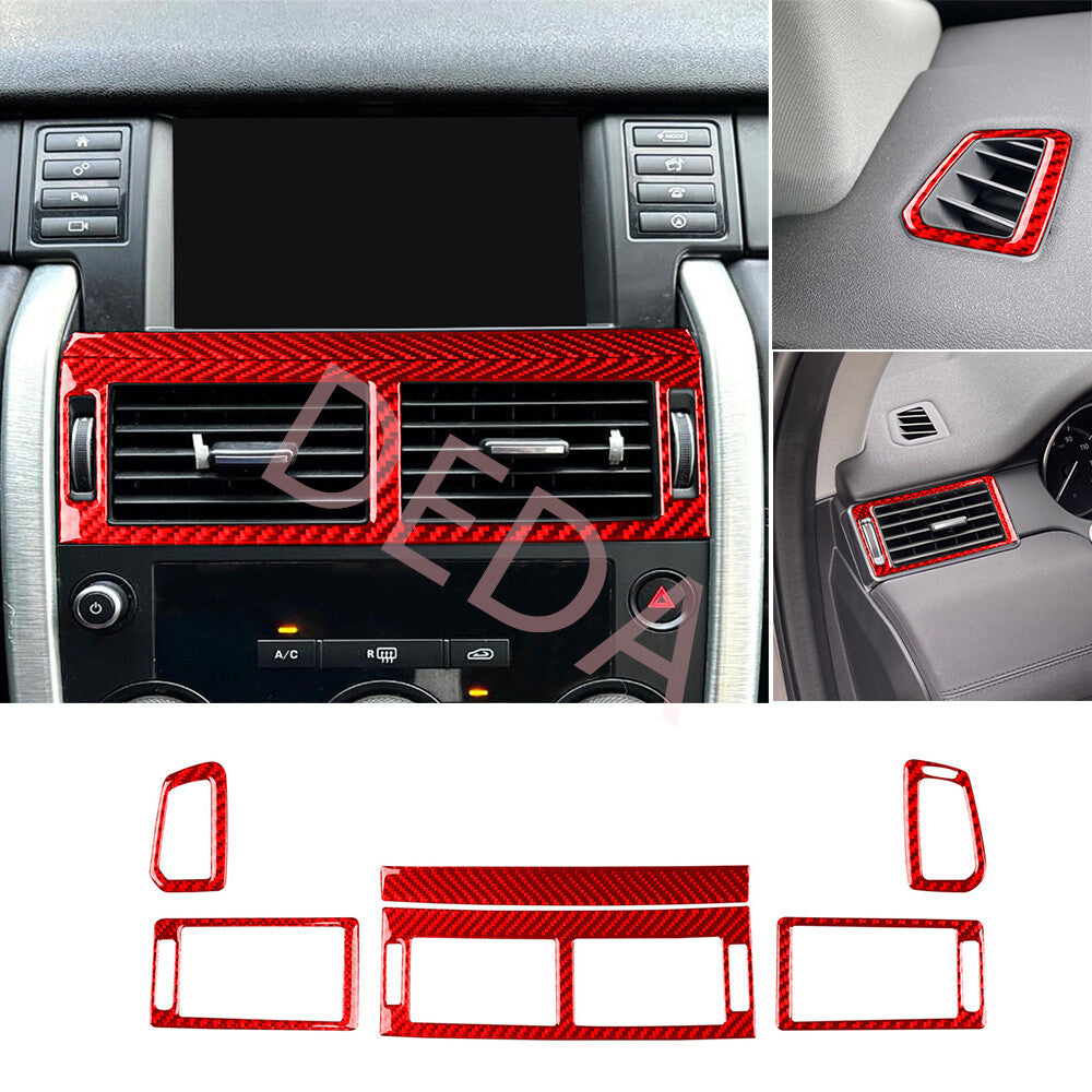 6¡ÁRed Carbon Air Vent Outlet Set Trim Kit for Land Rover Discovery Sport 2015-19
