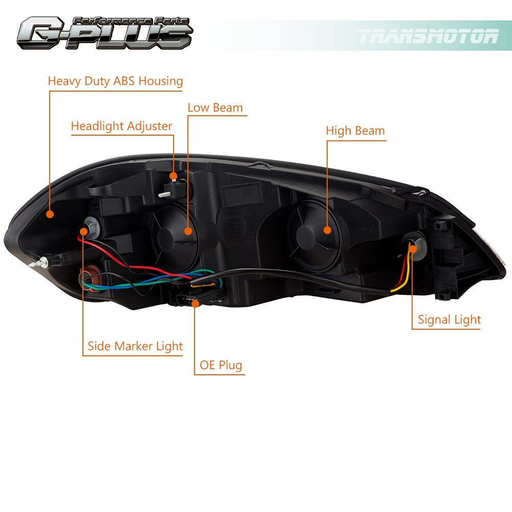 Suitable for 06-13 for Chevrolet Impala driver/passenger side transparent lens headlight