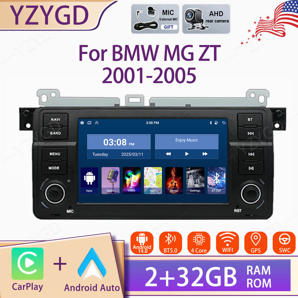 Android CarPlay Car Radio for BMW for MG ZT 2001-2005 Stereo GPS Navi Screen 2+32GB