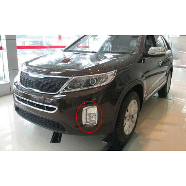 for Kia Sorento 14-15 Chrome Front bumper Fog Light Lamp Moulding Cover Trim 2P