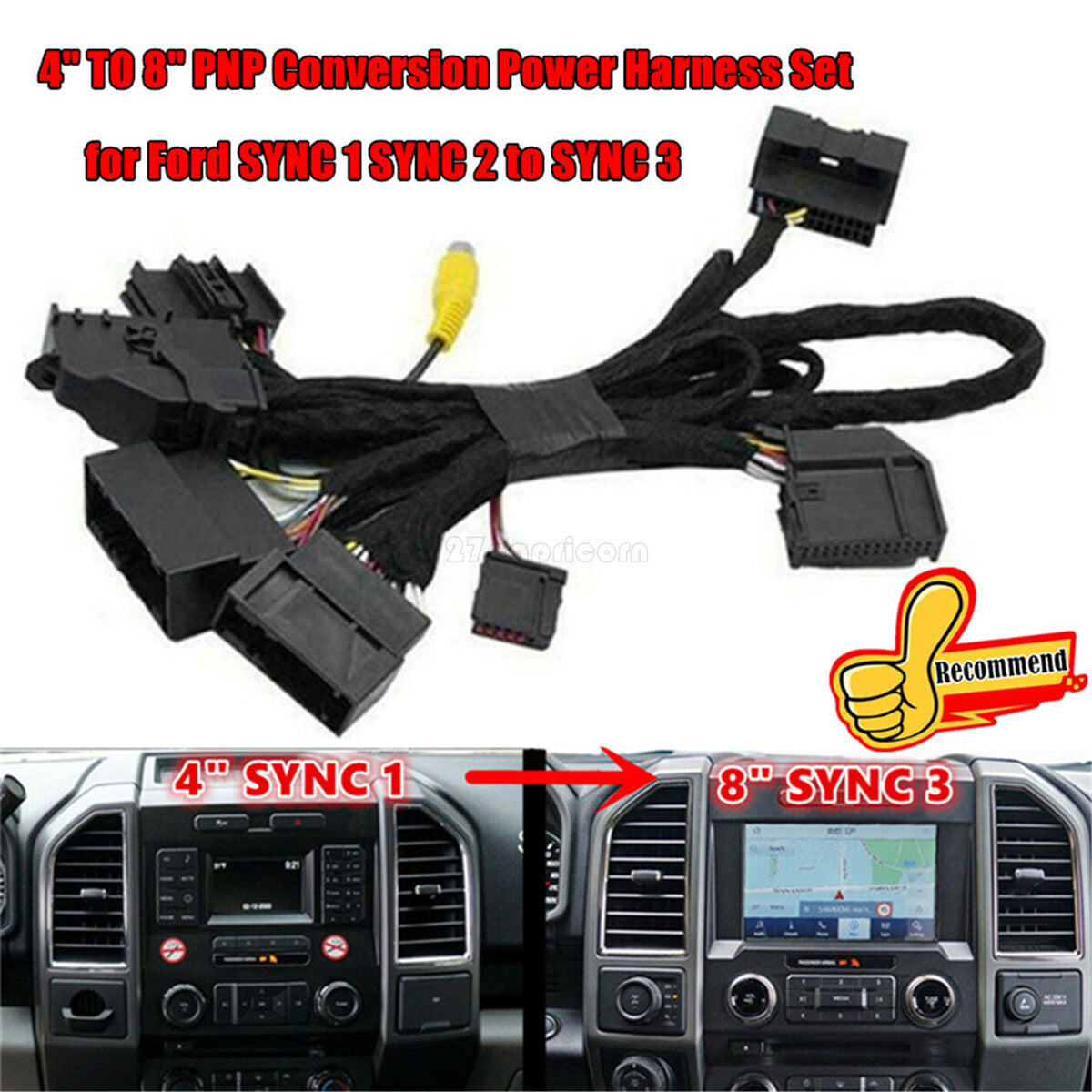 4 To 8 PNP Conversion Power Harness for Ford F-150 SYNC 1 2 to SYNC 3 Upgrade