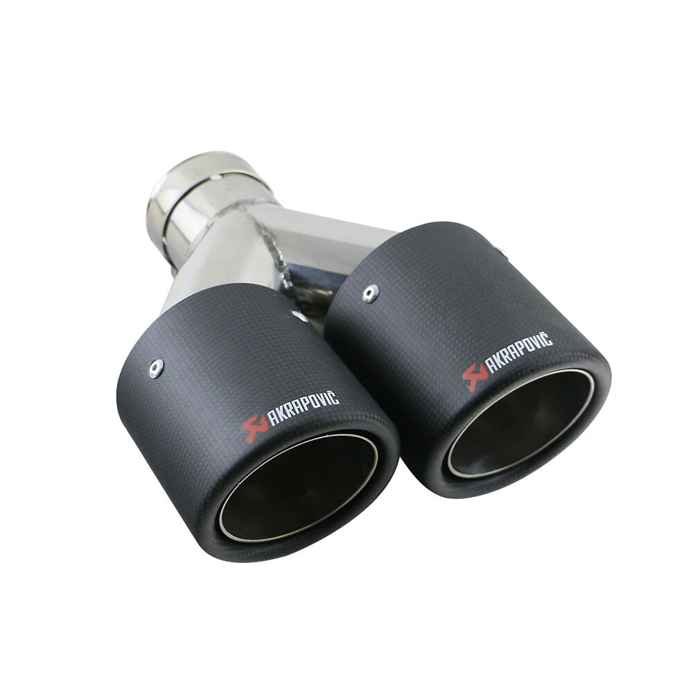 2PC For AK Carbon Fiber Exhaust Tip Dual Pipe ID:2.5 63mm OD:4 102mm Universal